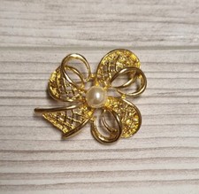 Spilla antica fiori color oro
