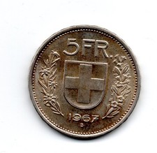 BELLISSIMA MONETA SVIZZERA 5 FRANCHI 1967 ARGENTO