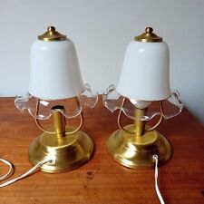 lampade da camera vetro opalino di Murano e ottone, anni 80' base ottone