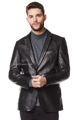 Blazer uomo pelle nero - , 100%