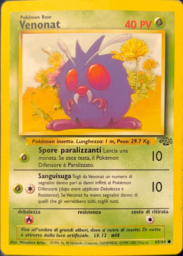 Carta pokemon venonat 63 - carta, 63/64