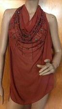 TOP YAMAMAY RUGGINE RICAMATO CON STRASS E PERLINE TG M SEXY TSHIRT BLUSA