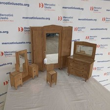 Modellino Artigianale Camera da Letto in Legno Italia Inizio 900 Originale