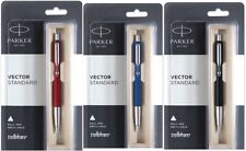 Parker Vector Standard Cromata Sfera Penna Inchiostro Blu Rosso Nero Corpo Nuovo