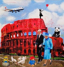 Renè  Tecnica mista " British stroll " pop casa arte