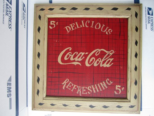 Insegna legno dipinto coca - in,