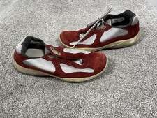 Scarpe Prada uomo taglia 10 rosso argento scamosciato maglia sneakers basse casual