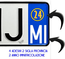 ADESIVI TARGA PROVINCIA E ANNO PER TARGHE AUTO MOTO CAMION CAMPER 2 ANTER 2 POST
