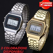 Orologio Uomo Donna Stile Casio Retrò Digitale Acciaio unisex Vintage Oro Silver
