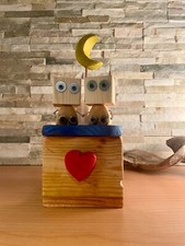 AUTOMATA - gioco LOVE legno LUNA coppia robot nuvole stella GNOMOWOOD - handmade