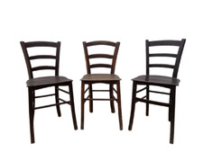 Gruppo tre sedie campagnole rustiche in legno-arte povera-da cucina-primi '900