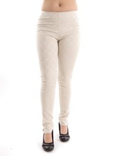 LEIDIRO Pantaloni per Tempo Libero Pantalone IN Stoffa Beige Motivo Elastico Zip
