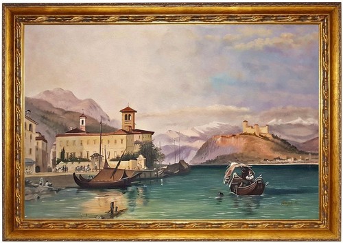 Quadro olio arona castello - olio, arona,