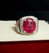 Anello In Argento Sterling 925 Con Gemma Di Rubino Riscaldata Per Uomo #135