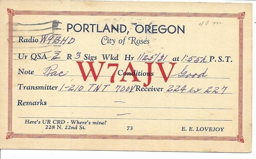 Scheda radio qsl 1931 - scheda,