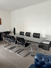 TECNO modello NOMOS tavolo RIUNIONI rettangolare cromo + cristallo nero 8 POSTI