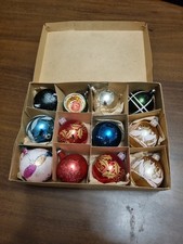 Set Palline Di Natale Vetro Decorate Vintage