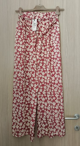 Pantaloni palazzo rosa fiori - pantaloni, a