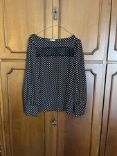 Blusa Donna Nera a Pois Bianchi - Manica lunga - Oltre