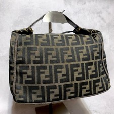 Borsa FENDI Zucca FF Vanity Pouch borsa a mano tela marrone usata autentica