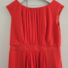 Abito da ballo Debenhams rosso corallo/arancione intenso UK 12 RPP £ 160 - indossato due volte!