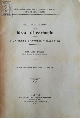 Sul ricambio degli idrati - , di