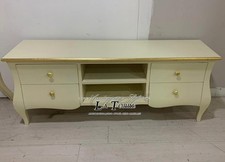 Mobile porta TV basso in legno massello stile barocco madia avorio e oro L150cm 