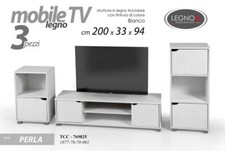 KIT MOBILE SALOTTO PORTA TV HI FI TAVOLINO 2 COMODINI ARMADIO COMPLETO 200*33*94