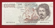 Numismatica Banconota 100000 LIRE Caravaggio 1^ Tipo Ciampi Stevani 1985/86