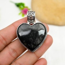 Ciondolo cuore tormalina nera naturale argento sterling 925 fatto a mano gioielli regalo