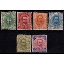 REGNO D'ITALIA 1891-96 STEMMA E UMBERTO 6 V. N.59-64 G.I MNH** CERT.