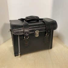 Borsa vintage rigida in pelle per fotocamera nera con tracolla 2 manici