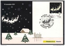Renne di Natale Italia 2011 Paesaggio Invernale Auguri Maxicard