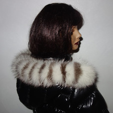 Pelliccia di volpe argentata cappuccio colletto vera pelliccia di volpe collo di pelliccia per giacca parka