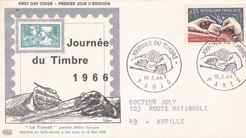Francia 1966 fdc giornata - francia, del