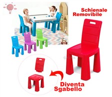 SEDIE PER BAMBINI MODULARI 2 IN 1 CON SCHIENALE REMOVIBILE SGABELLO BAMBINO