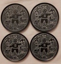 Sottobicchieri Inuit Design In Rilievo Set 4 Vintage Boma Canada 