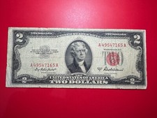 America - USA - 2 Two Dollars Dollaro Bollo Rosso Red 1953 A