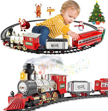 Trenino Elettrico per Bambini, Classico Treno Vapore Giocattolo Con Fumo, Luci E