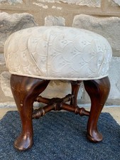 Vintage Upholstered Foot Stool Hand Made Bench Seat 14x13.5"