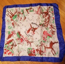 Sciarpa seta vintage anni 50 40 1949 Rudolf il naso rosso renna Robert L. May Xmas