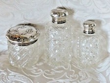 Bottiglia profumo antica 3 pezzi Art Nouveau argento francese e cristallo Baccarat 
