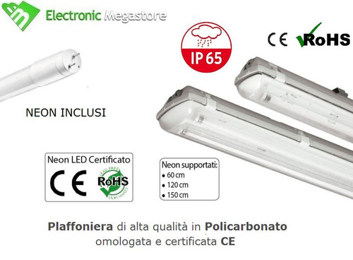 Plafoniera stagna completa - plafoniera,