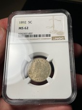 1892 NGC MS62 Liberty V nichel