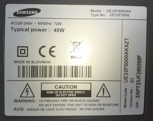 Ricambi samsung modello - tv,