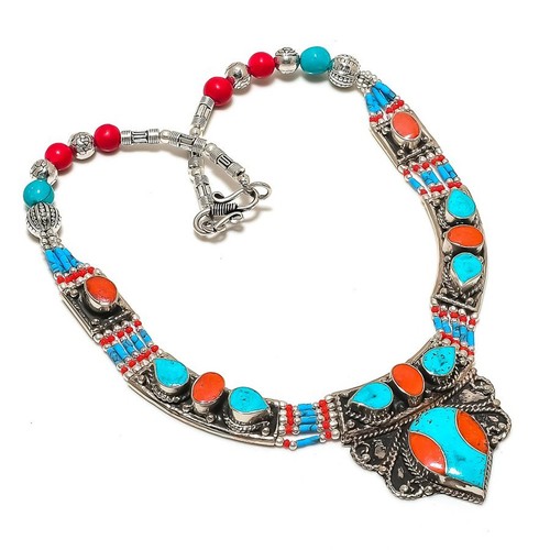 Collana corallo turchese fatta