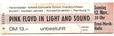 Pink Floyd   In Concert 1972 Hamburg  Ticket / Konzertkarte / Eintrittskarte