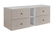 Armadio Armadietto Mobile Lavandino Doppio Appoggio 140 cm GUSTO Beige/Bianco