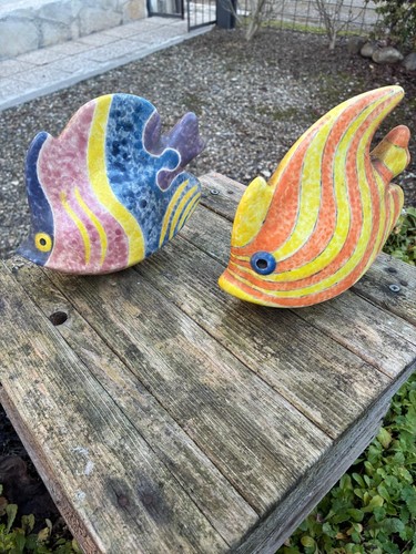Coppia pesci ceramica colorati - pesci,