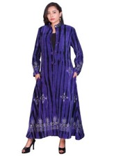 Giacca Lunga In Velluto Con Specchi E Lavoro Di Ricamo. Viola L/XL